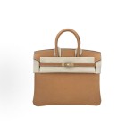 HERMES Birkin 25 Gold buckle platinum handbag 25 Women\'s Edition 1H Toffee in Taffee color